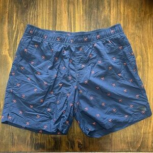 North Face Navy Blue Swim Shorts with Red Pattern men's Large Pickaxe